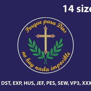 Religious phrase in Spanish Machine Embroidery Design,Religious phrase Pattern, Patron de frase religiosa - Instant Download