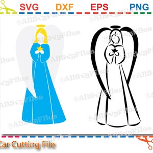 Christmas Angel Svg Files, Angel Clipart, Angel Silhouette Studio, Cricut Svg Files, Cut Files - Instant Download