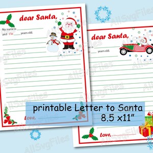 Brief an den Weihnachtsmann zum Ausdrucken, Weihnachtsbrief, Brief an den Weihnachtsmann, ausdruckbare Wunschliste - sofort download