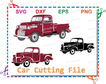車の svg、1940 年のトラック、古いモデルの車の svg、ピックアップ トラックの svg、eps dxf 切り取り用ファイル、商用利用