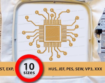 chip machine embroidery design, chip embroidery design, computer chip embroidery, electronics embroidery design- Instant DownLoad