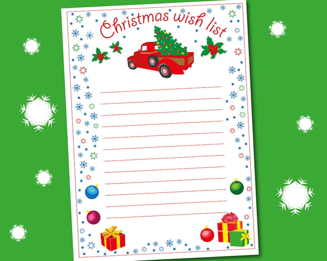 Christmas Wish List, Wish List Template, Christmas Wish List Printable