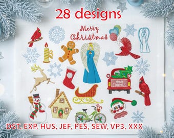 Weihnachten Maschinenstickerei Set | 28 festliche Feiertage Designs– Sofortdownload