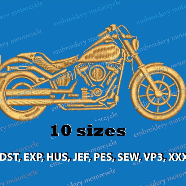 Motorcycle Machine Embroidery Design: Moto Bike Pattern (Instant Download)