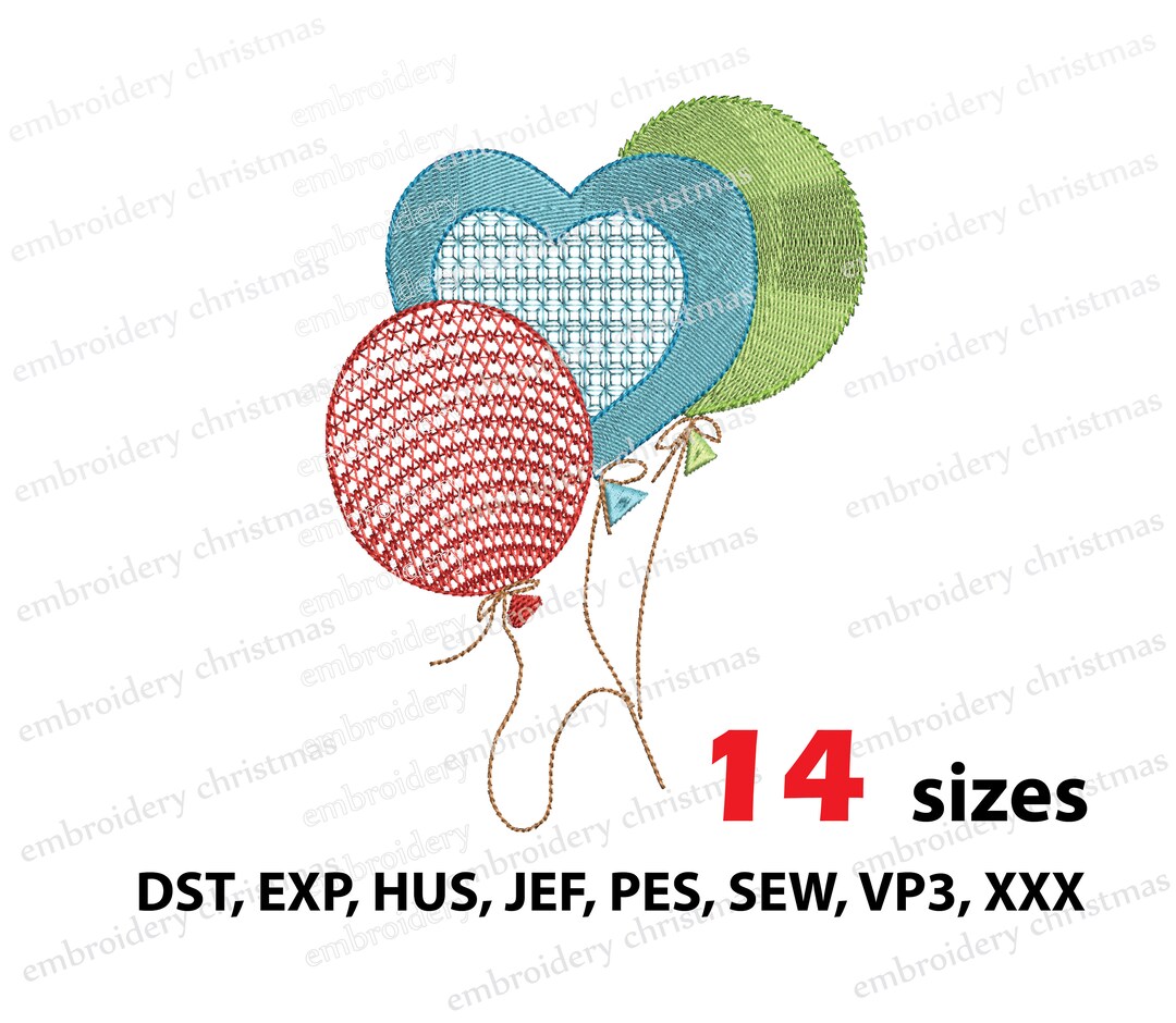 Balloon Embroidery Design: Holiday Machine Pattern (instant Download ...