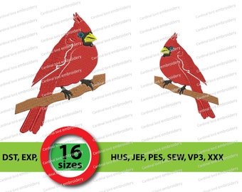 Cardinal Embroidery Design, Bird Cardinal Machine Embroidery Design, embroidery bird design, Machine Embroidery Design-INSTANT DOWNLOAD
