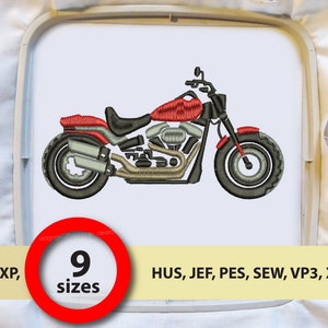 motorcycle embroidery design, red motorcycle embroidery, motorbike machine embroidery design- Instant DownLoad