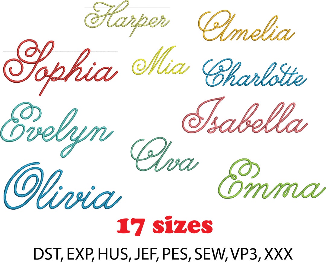 Girls Names Embroidery Design, Machine Embroidery Design, Name Embroidery Pattern Instant
