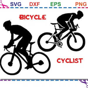Fahrrad SVG, Radfahrer SVG, Radfahrer Clipart, Fahrrad Schnittdatei, SVG Dxf, Png, Eps, Vektor - Instant Download