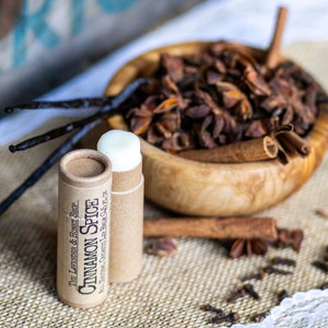 Cinnamon Spice Organic Lip Balm Made with Mango Butter and Beeswax, All Natural and Handcrafted in Paperboard Container image 6