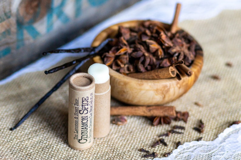 Cinnamon Spice Organic Lip Balm Made with Mango Butter and Beeswax, All Natural and Handcrafted in Paperboard Container image 6