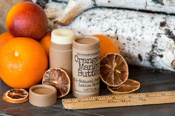 Organic Orange Mango Butter Lotion Stick - All Natural, Recyclable