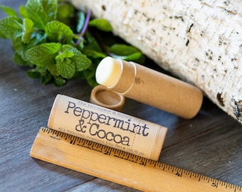 Organic Peppermint Cocoa Butter Shea Butter Coconut Oil Lip Balm 0.5 oz