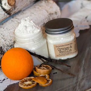 All Natural Organic Whipped Butter Orange & Vanilla Shea Butter Coconut Oil lotion with essential oils 8oz jar