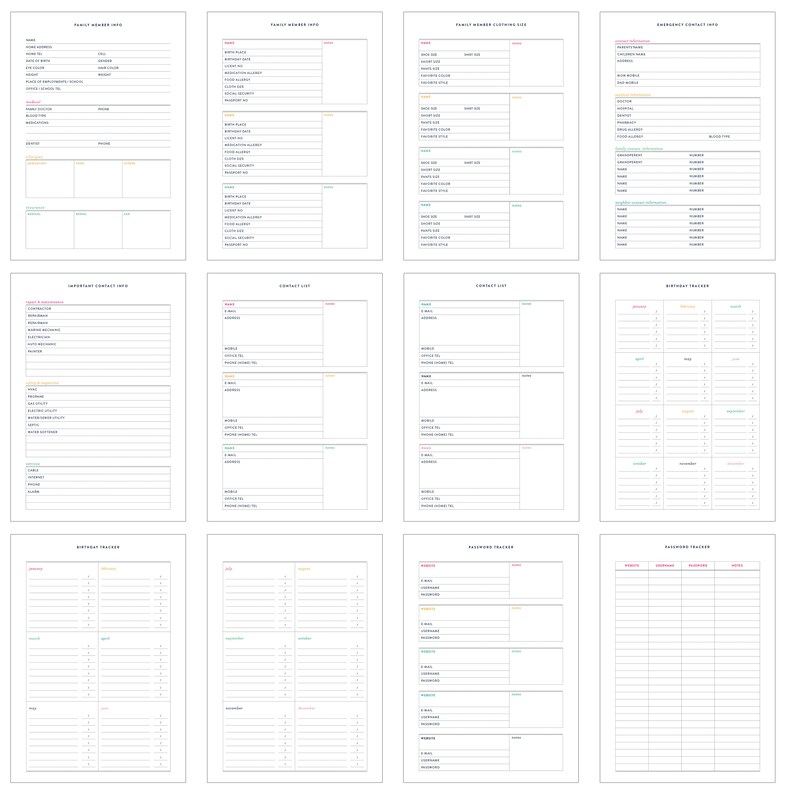 Household Bundle A5 Planner Inserts, Household Plan Sheet, Printable ...
