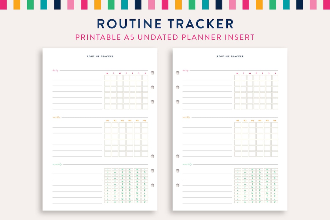 Routine Tracker A5 Planner Inserts, Routine Tracker Sheet, Printable ...
