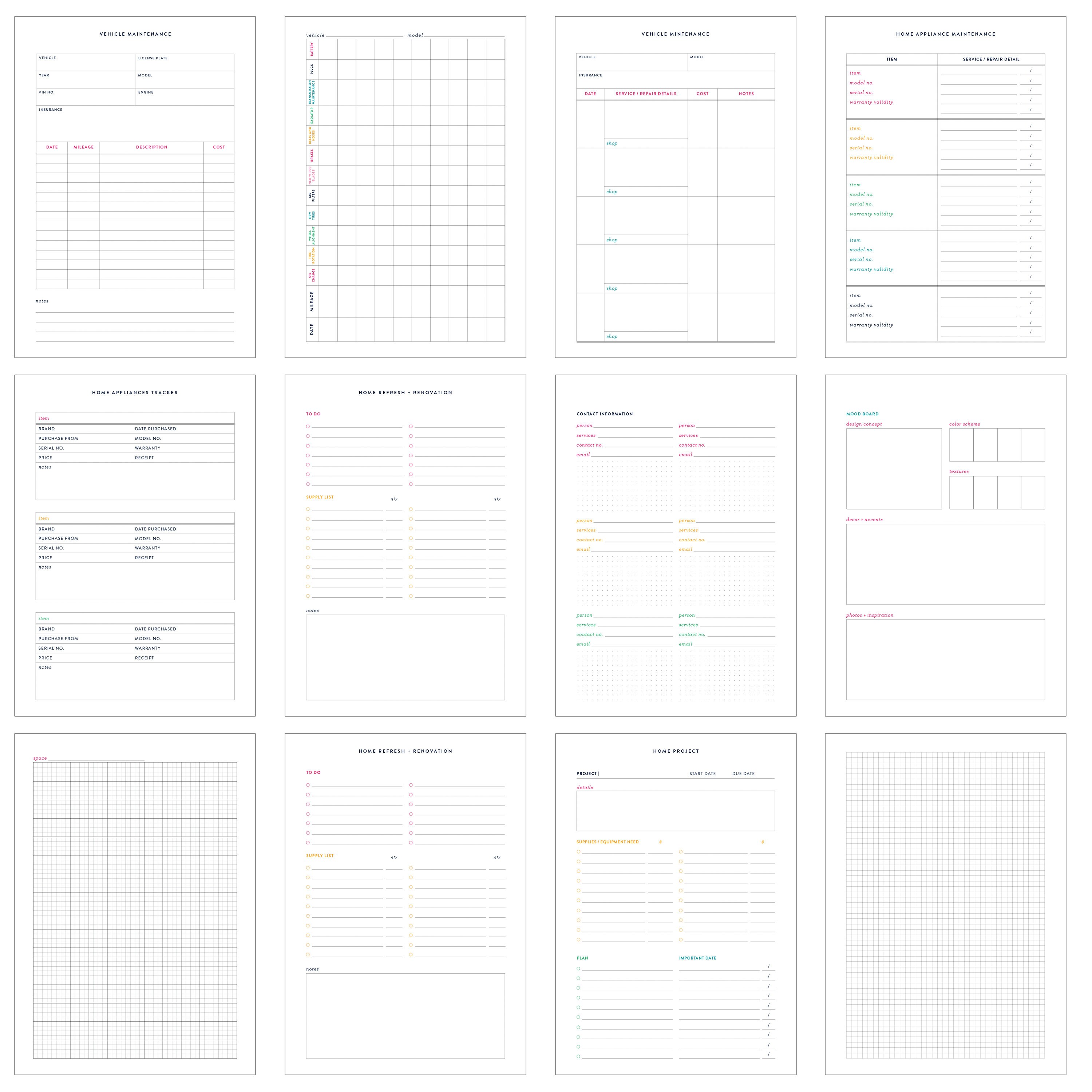Household Bundle A5 Planner Inserts, Household Plan Sheet, Printable ...