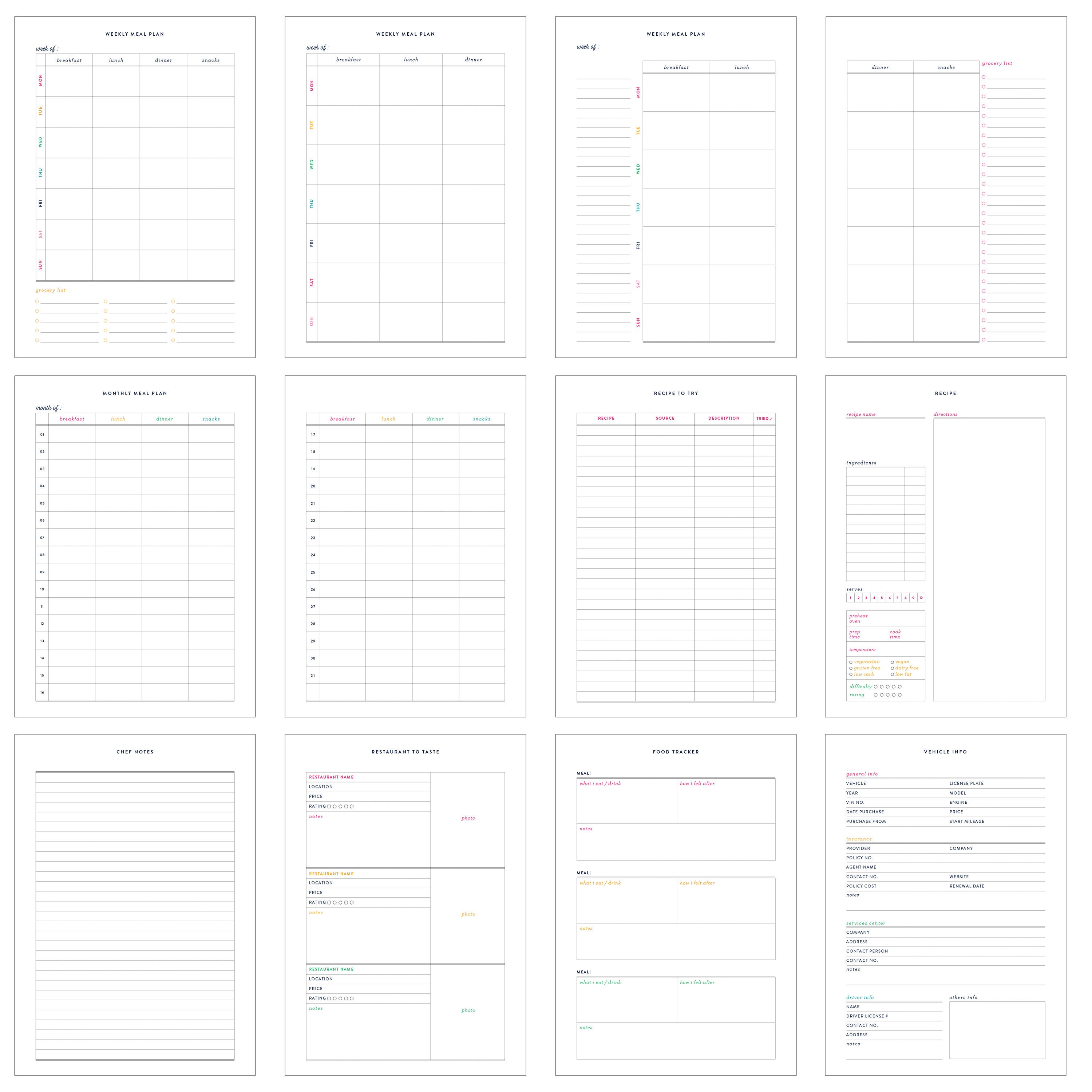Household Bundle A5 Planner Inserts, Household Plan Sheet, Printable ...