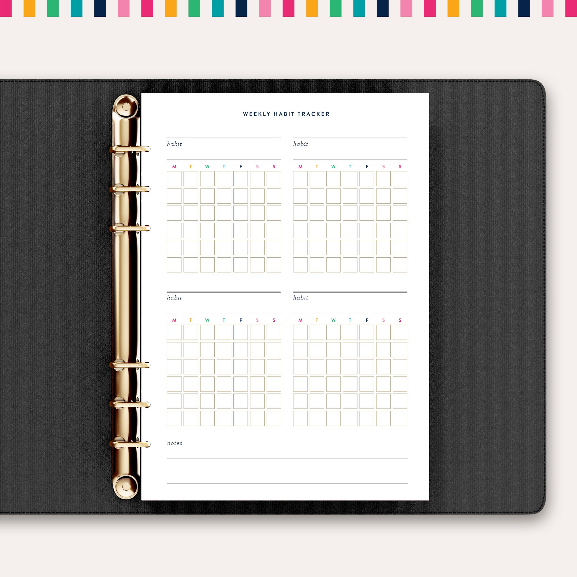 Weekly Habit Tracker A5 Planner Inserts, Weekly Habit Tracker Sheet ...