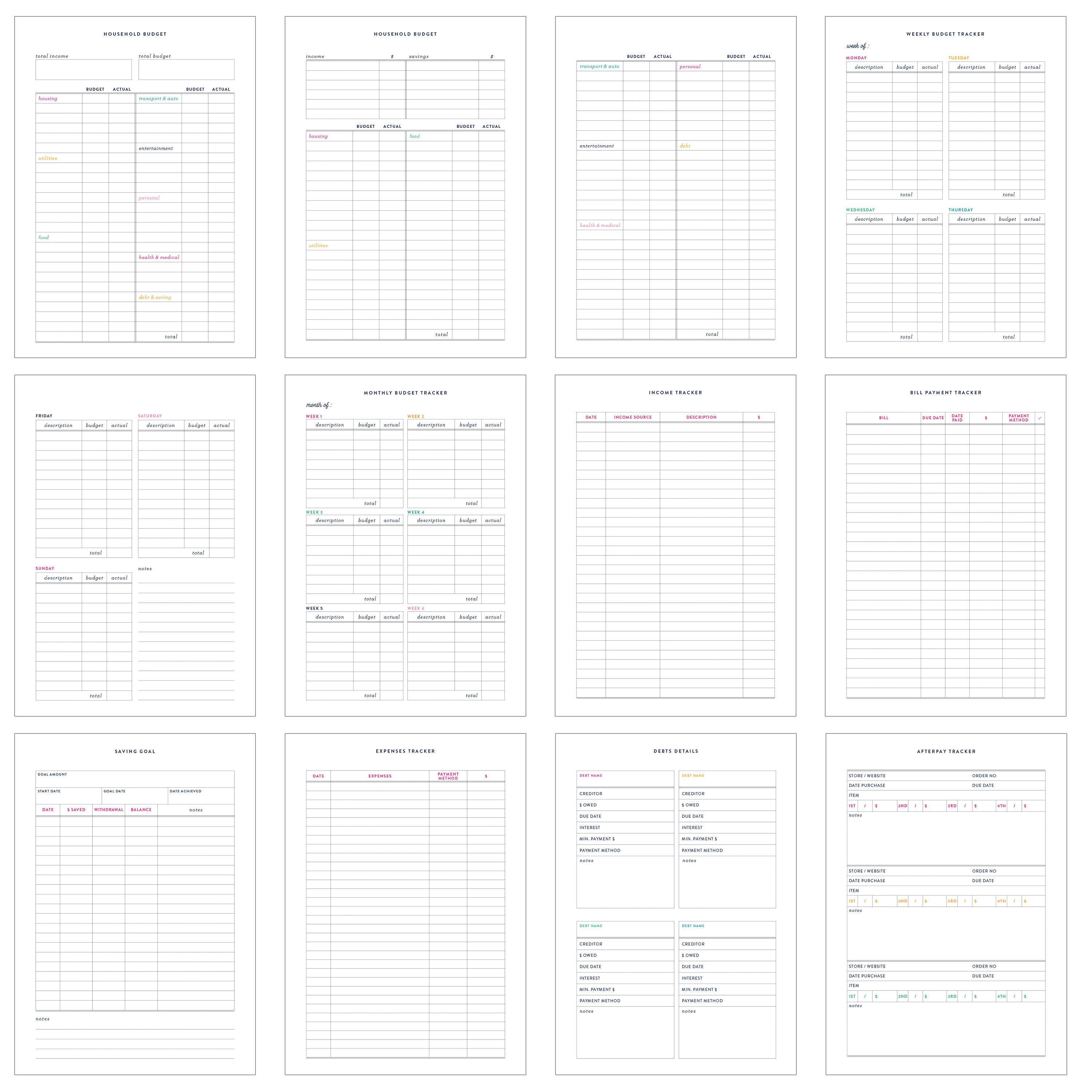 Household Bundle A5 Planner Inserts, Household Plan Sheet, Printable ...