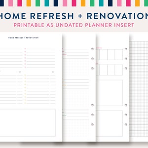 Home Renovation A5 Planner Inserts, Home Project Sheet, Printable Home Project, Home Renovation Organizer PDF