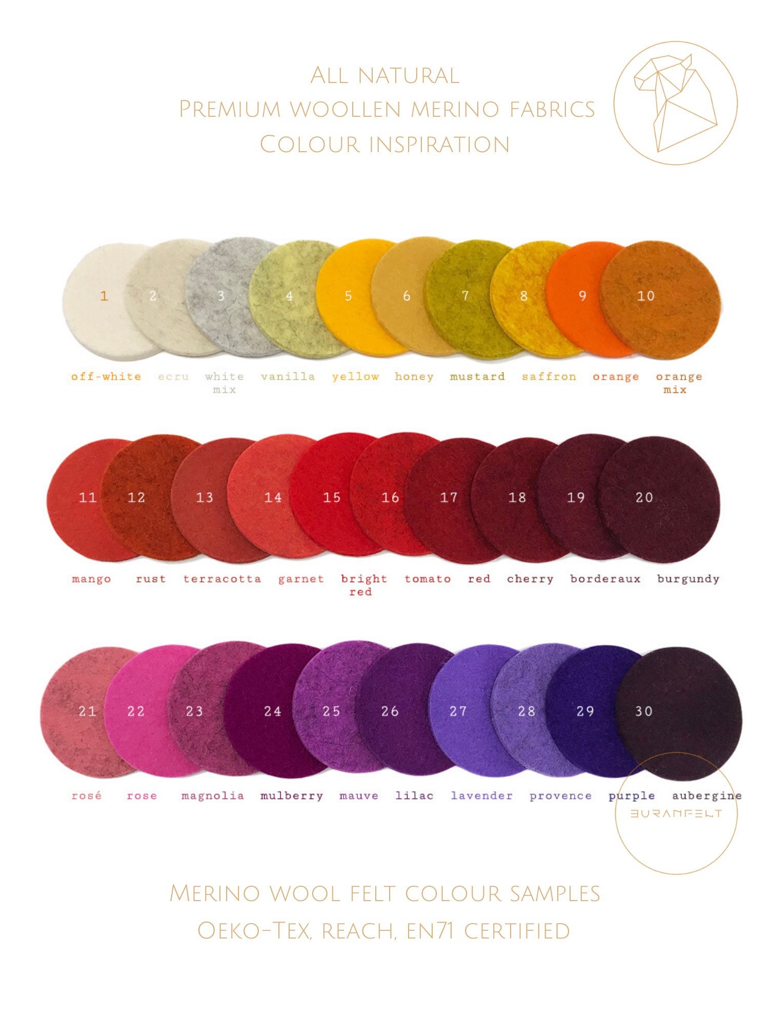 Swatch 100 Pure Wool 3mm Wool Felt Swatches 75 Colours Etsy