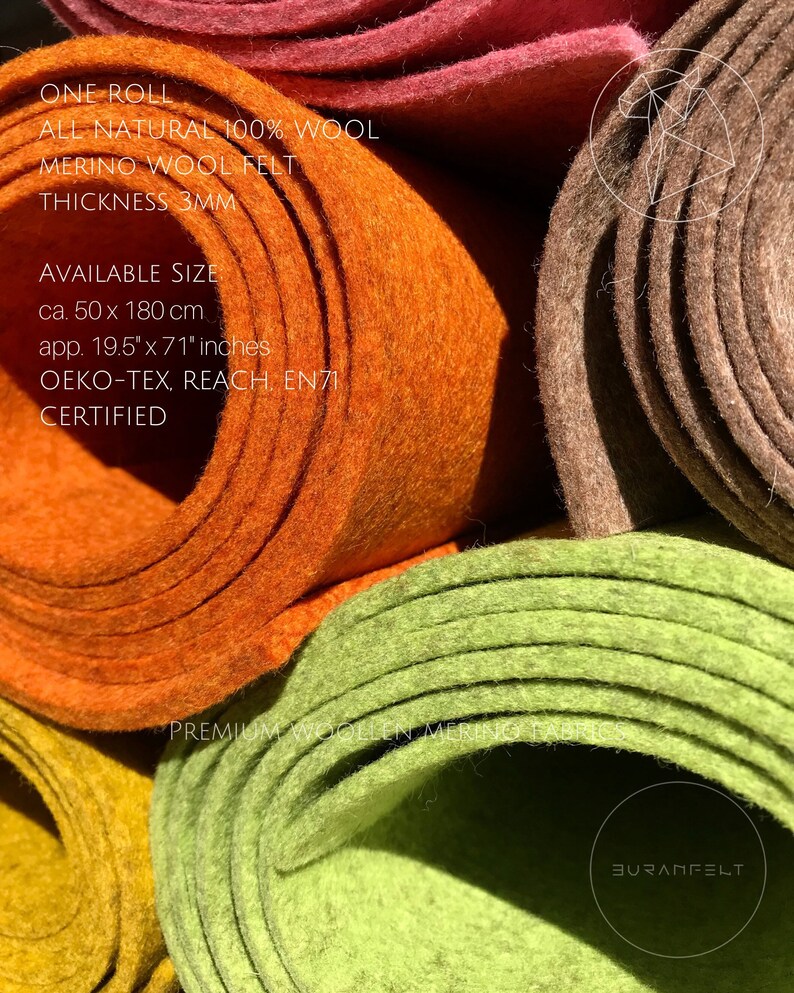 Wool Felt 3mm by the Metre 50x180cm 19.5 X 71 One Etsy