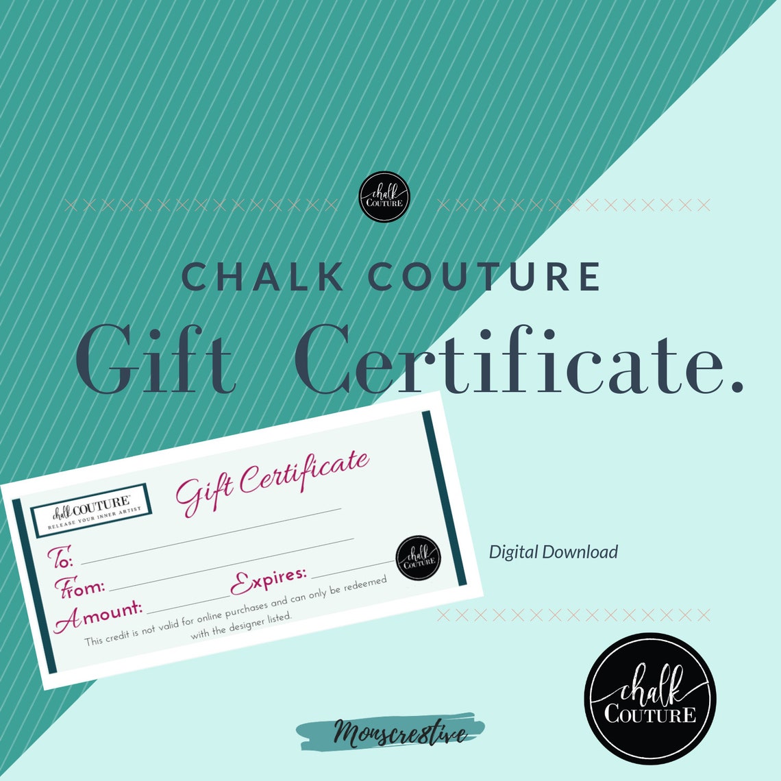 CHALK COUTURE Gift Certificate Coupon Discount Rewards Etsy