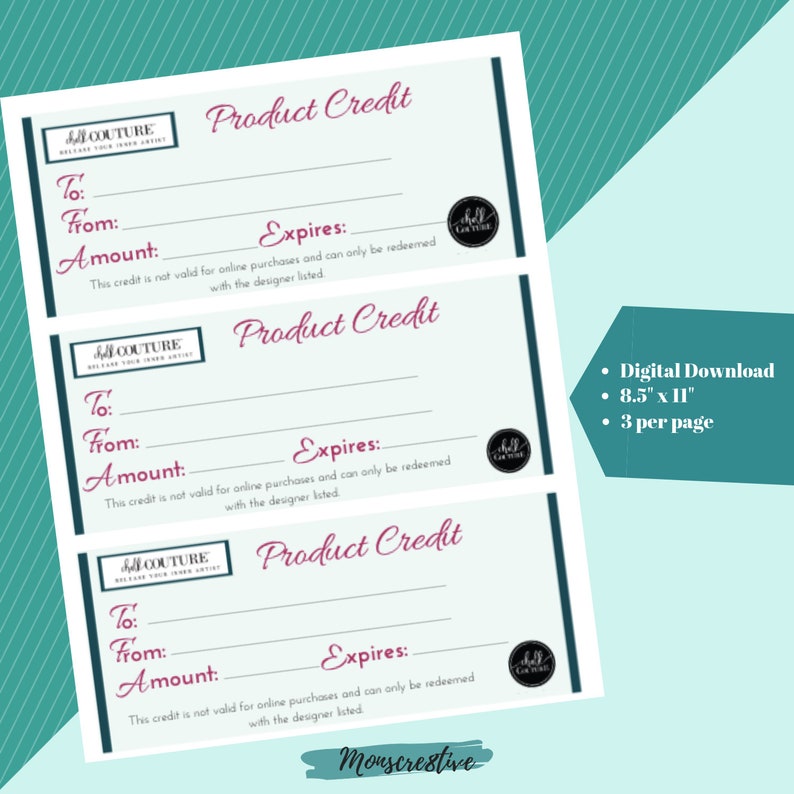 CHALK COUTURE Product Credit Certificate Coupon Discount Etsy