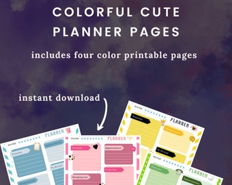 Páginas de planificación diaria a color / Lista de tareas imprimible (Descarga digital)