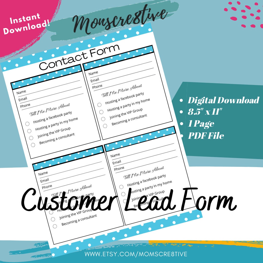 Customer Contact Form Contact Log Vendor Event Direct Sales Drawing