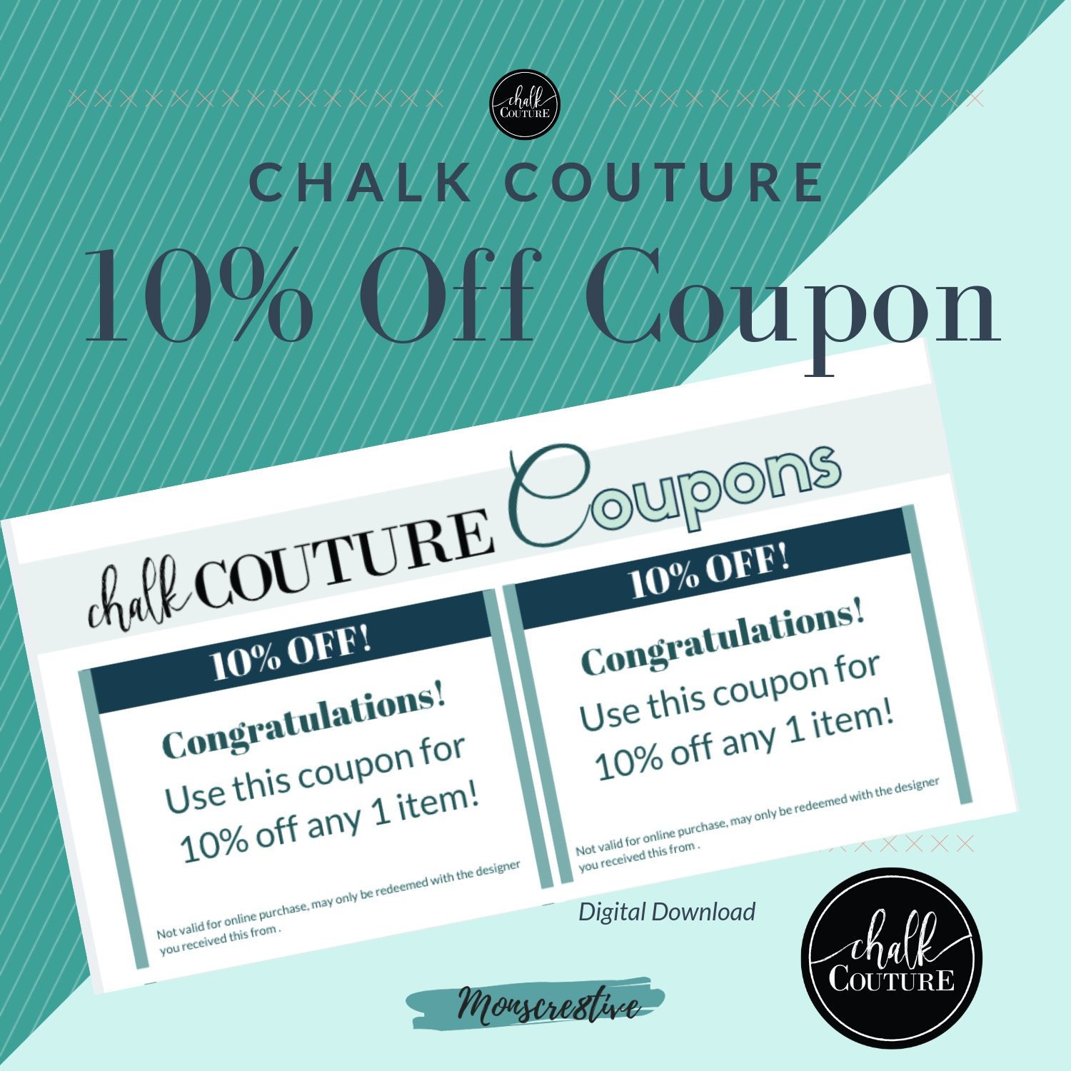 CHALK COUTURE Coupon 10 PRECENT off Discount Rewards Etsy