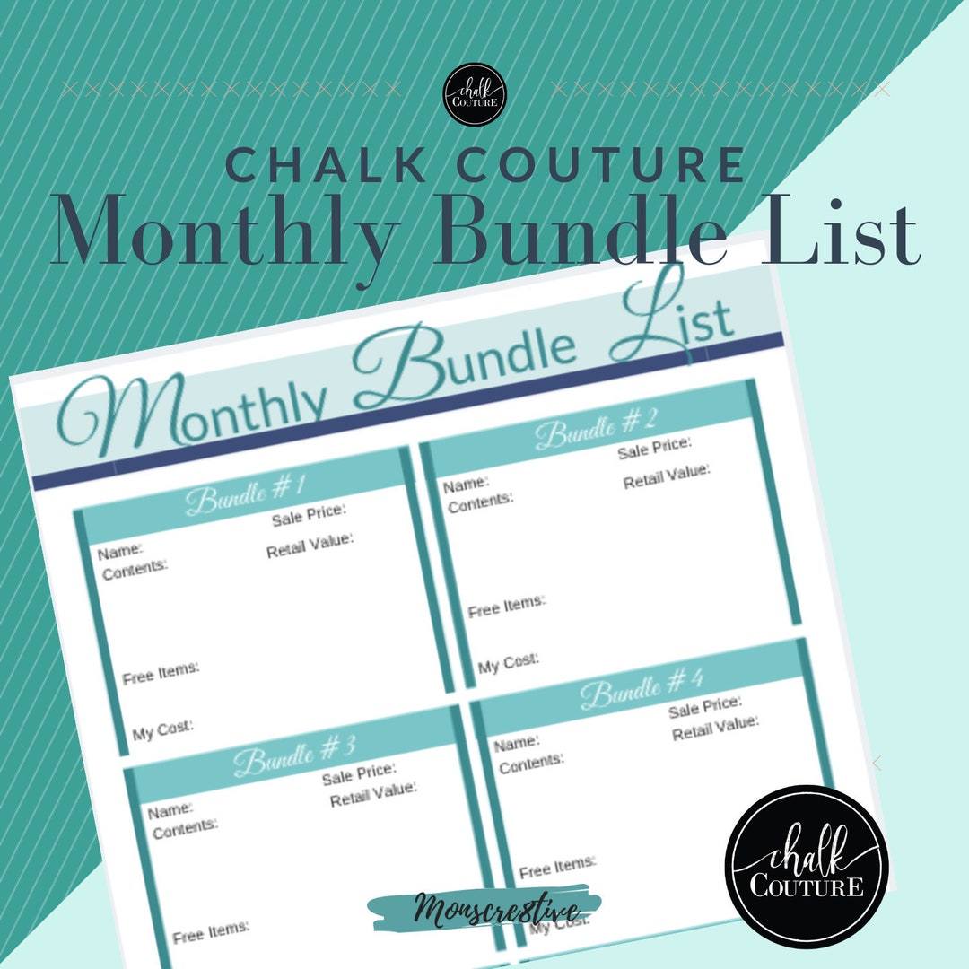 CHALK COUTURE Monthly Bundle Sale List Discount Rewards Program Direct