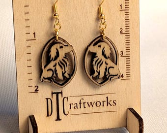 Wooden Dachshund Dangle Earrings: Dog Mom Gift