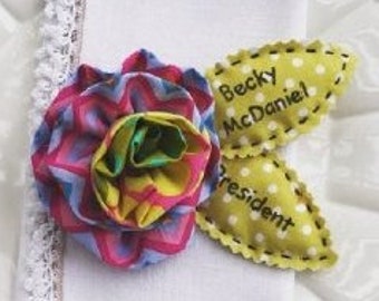 Becky's gathered flower name tag  pattern download