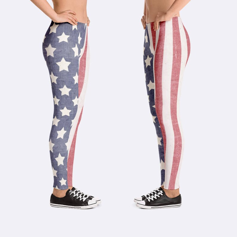 American Flag Leggings Patriotic Leggings America Leggings Etsy