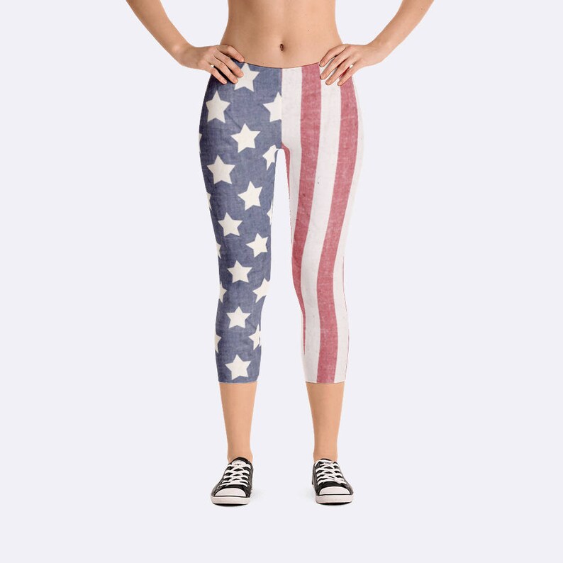 American Flag Leggings Patriotic Leggings America Leggings Etsy