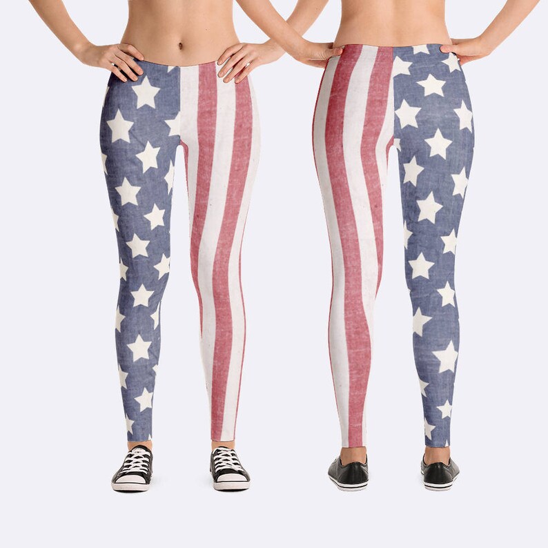 American Flag Leggings Patriotic Leggings America Leggings Etsy