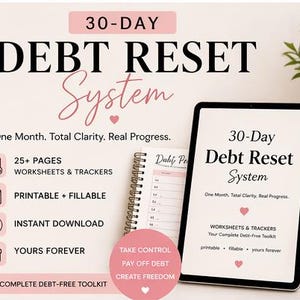30-dagars skuldsaneringssystem och budgetplanerare i PDF-format