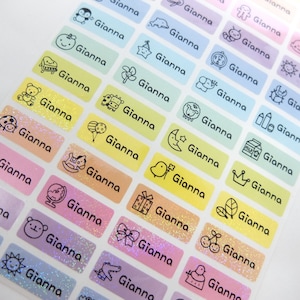 Waterproof Name Sticker Small Size 156 Stickers Clear WhiteVivid Silver Hologram Mixed Color Pearl Metallic
