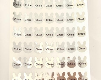 Waterproof SILVER RABBIT Design Name Stickers (224 Stickers)
