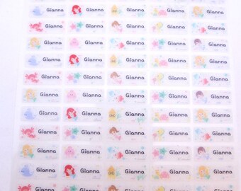 CLEAR PEARL MERMAID Waterproof Name Sticker ( Small/ Medium/ Medium Long)