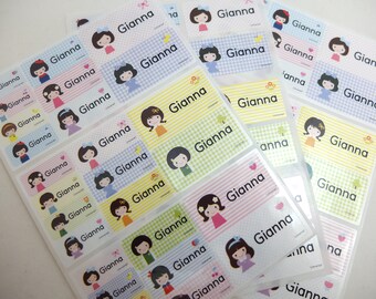 WATERPROOF GIRLS Mixed Size Name Sticker (81 Stickers)
