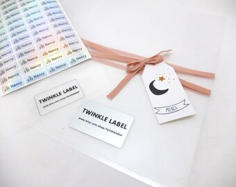 Waterproof Name Sticker  EXTRA LARGE SIZE 2  - Clear/ Silver (45 Stickers)