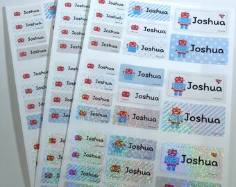 Waterproof Robot MIXED Sized Name Sticker