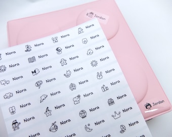 Waterproof CLEAR Name Sticker Small Size MIXED DESIGN (156 Stickers)