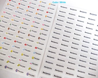 Waterproof CUTIE/WHITE Nano Size  Name Sticker (240 stickers)