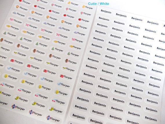 Waterproof CUTIE/WHITE Nano Size  Name Sticker (240 stickers)