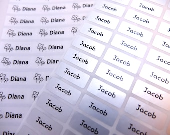 Waterproof Name Sticker Small Size (156 Stickers) Clear/ White/Vivid/ Silver/ Hologram/ Mixed Color Pearl/ Metallic