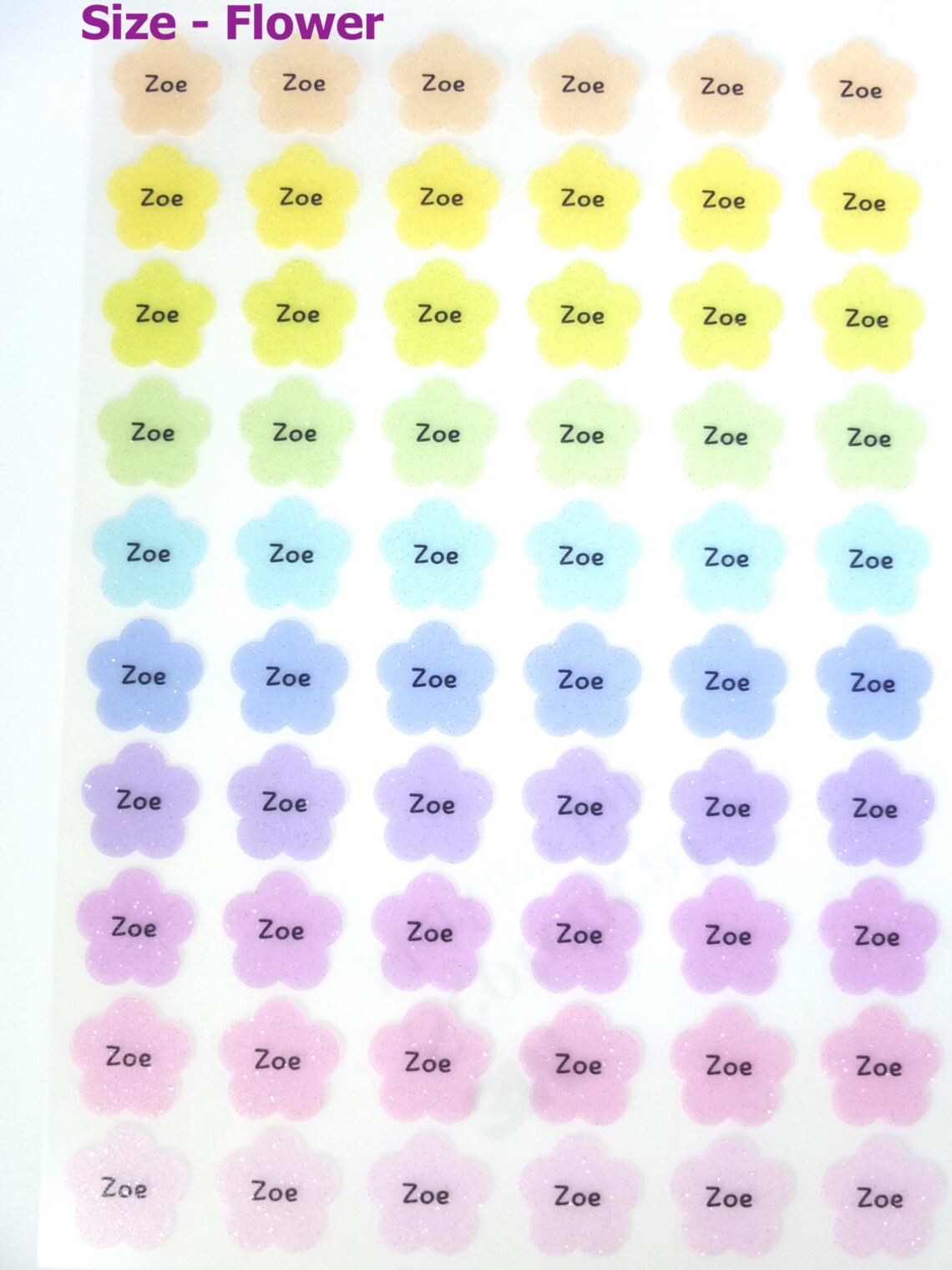 CLEAR PEARL PASTEL Name Sticker small / Medium / Flower Etsy
